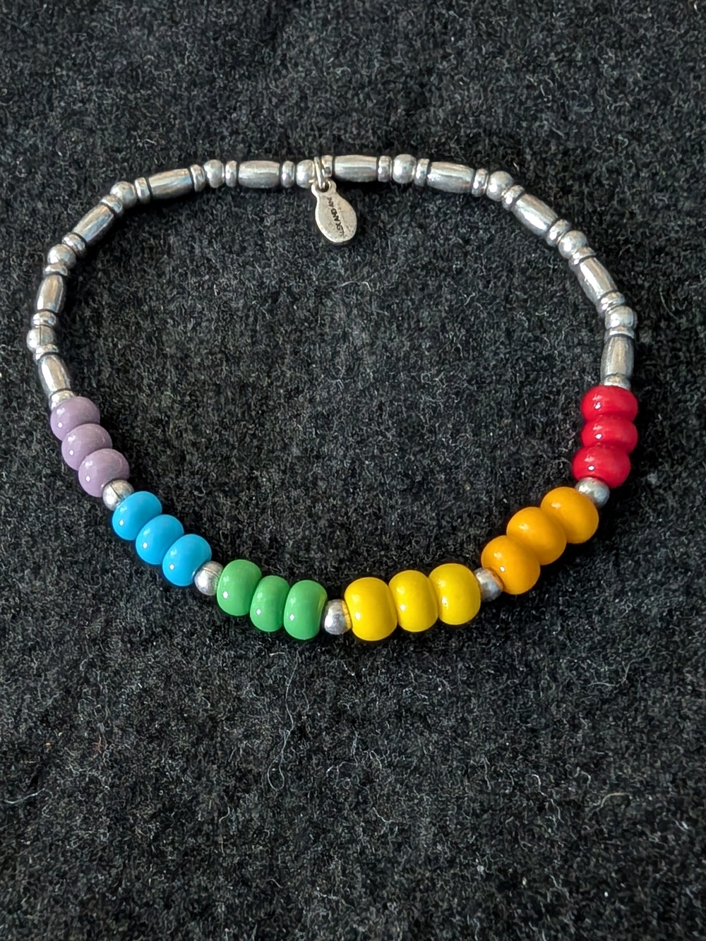 Alex And Ani Rainbow Beaded Stretch Bracelet - Silver Accent